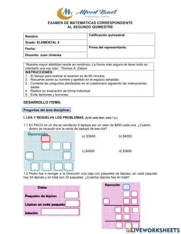 Examen de Matemáticas