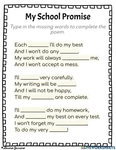 My School Promise Poem
