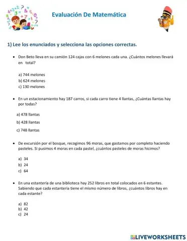 Evaluacion Quimestral de Matemática