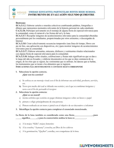 Evaluación Quimestral ECA