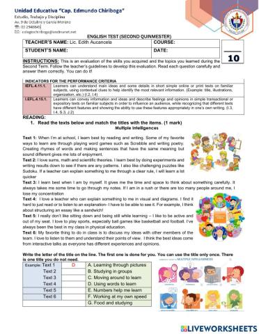 Second term test 9no