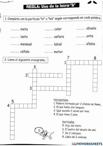 Palabras con bi, bis