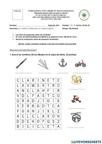 Evaluacion desarrollo del pensamiento