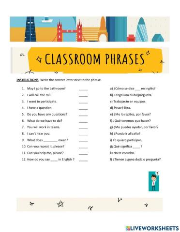 Classroom phrases