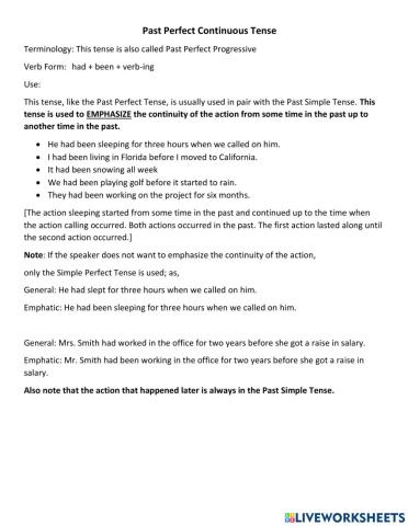 Past perfect continuous