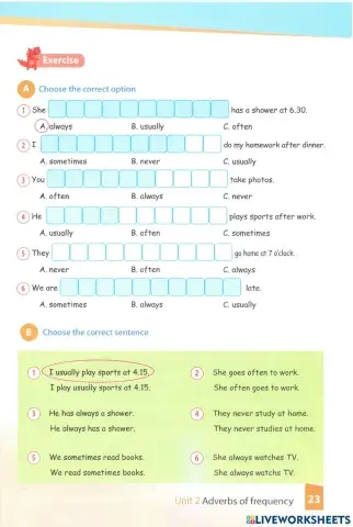 Adverbs of frequency