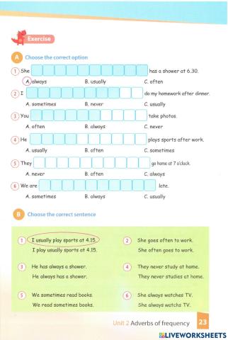 Adverbs of frequency