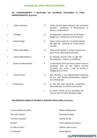 Examen Junio 3ro Secundaria