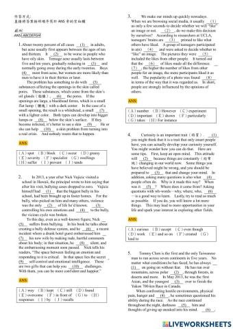 3b文意選填: 16-20