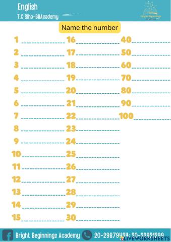 Name the numbers