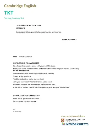 TKT module 1 sample paper 4