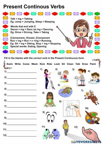 Present Continous Verbs