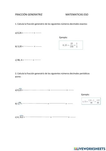 Fracción generatriz