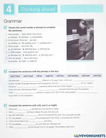 Future predictions will might may