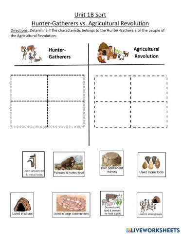 Unit 1B Hunter-gathers vs Agricultural Revolution Sort