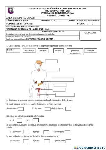 Evaluación ciencias naturales
