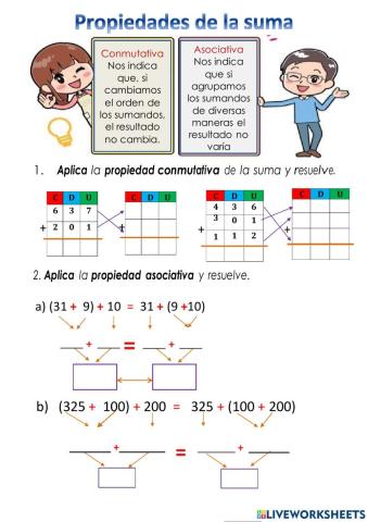 Evaluación formativa - propiedades de la suma