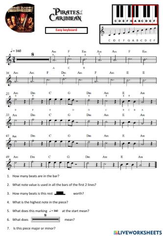 Pirates Easy keyboard