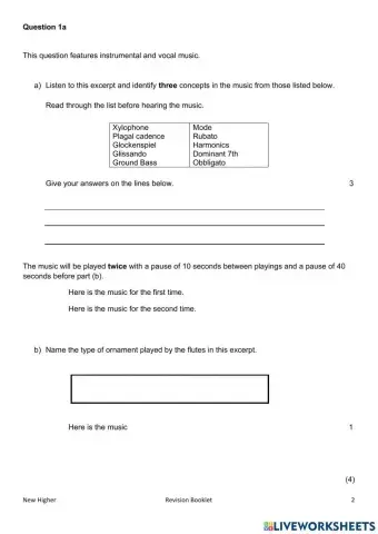 Higher q 1 practice questions