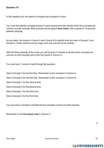 Higher Practice Questions 7