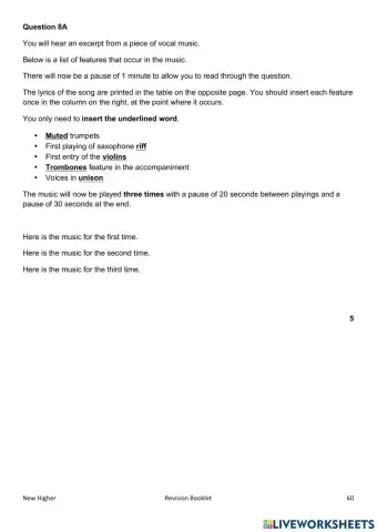 Higher Practice Questions 8