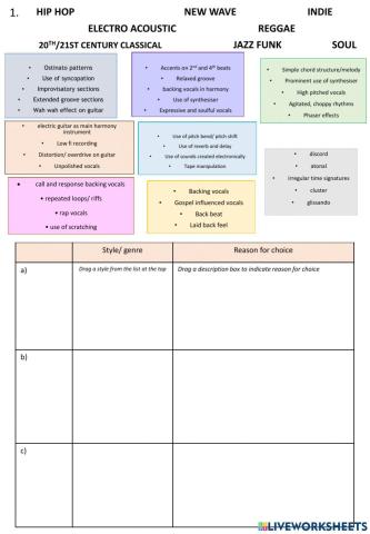 Higher Tech Styles and Genres Quiz 1