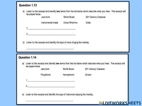 Higher Tech Styles and Genres Quiz 2b