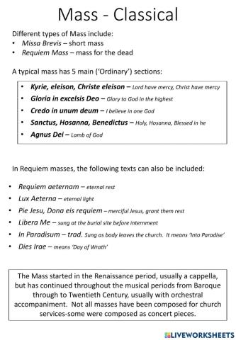 Adv Higher Mass Classical