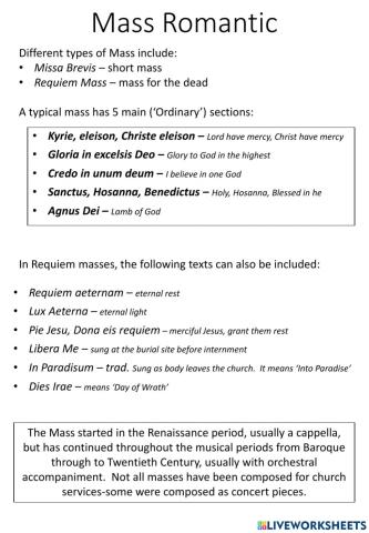 Adv Higher Mass Romantic