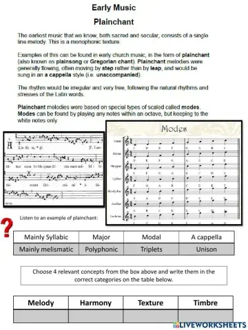 Higher Renaissance Worksheet 1