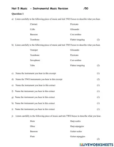 Instrumental Recognition Test 2