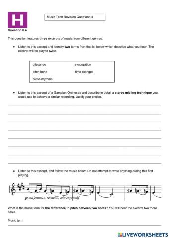 Higher Music Tech q6,8,9