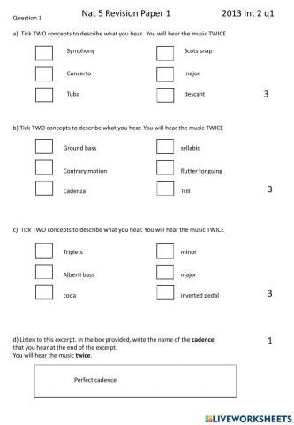 Nat 5 Music revision Paper 1