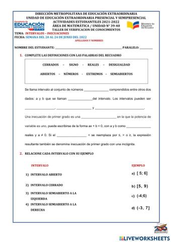 Intervalos inecuaciones