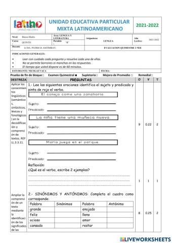 Examen lengua Nicolas