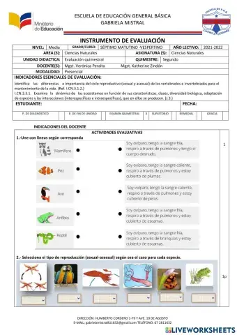 Evaluación Ciencias Naturales
