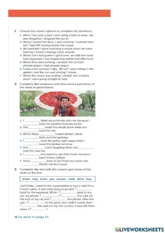 Class activity NARRATIVE TENSES