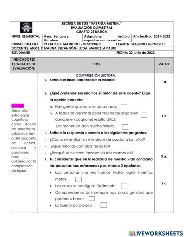 El despertar de pesadillo. Lectura comprensiva.