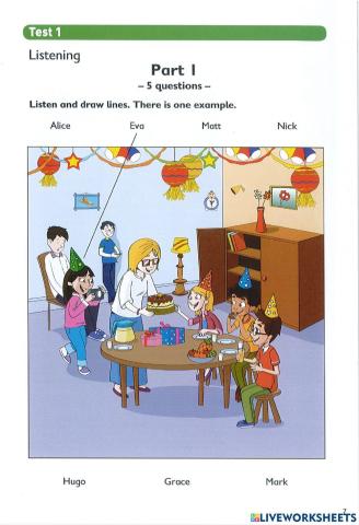 Pre starters test 1 Listening