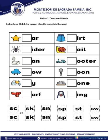Consonant Blends Matching type