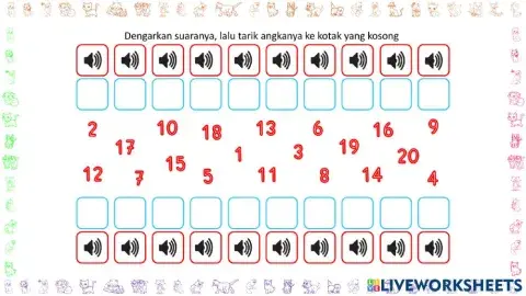 Cocokkan Suara dengan Angka 1-20 Angka Acak