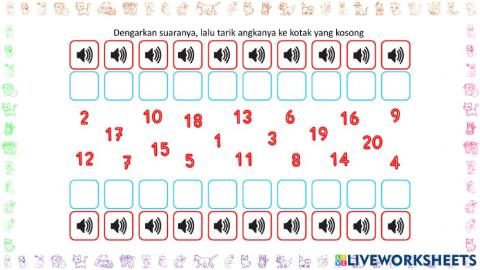 Cocokkan Suara dengan Angka 1-20 Angka Acak