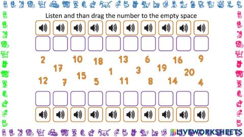 Drag and Drop UnOrder Numbers 1-20
