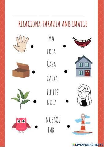 Uneix la paraula amb el dibuix