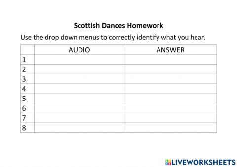 Scottish Dances Homework