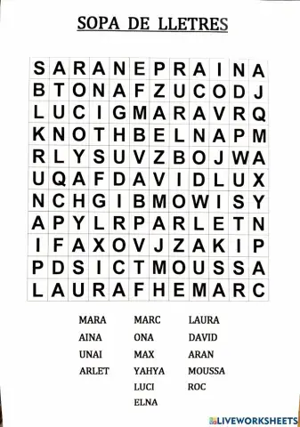 Sopa lletres classe