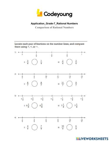 Comparison of Rational Numbers Application