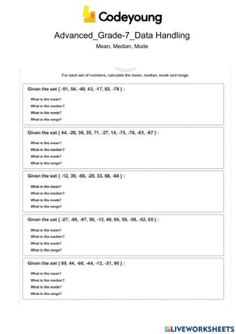 Mean, Median, Mode Advanced