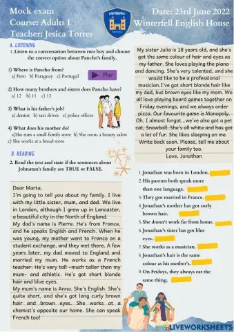 Mock exam - Adults I