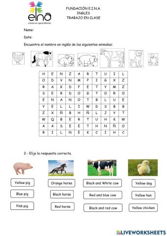 Animales y numeros en ingles